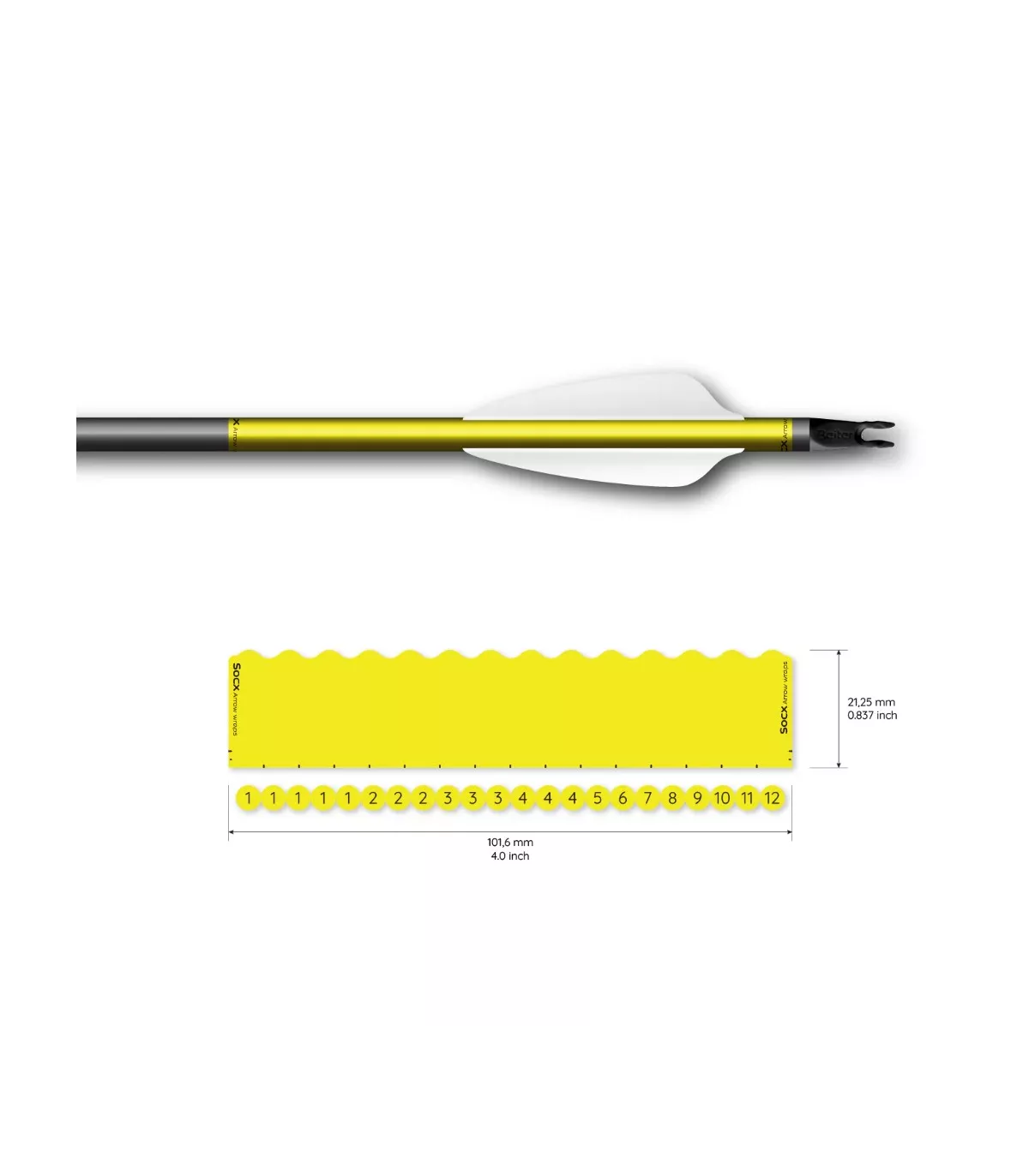 Sachet 13 Wrap Socx 6.0mm Couleur Fluo Uni jaune fluo