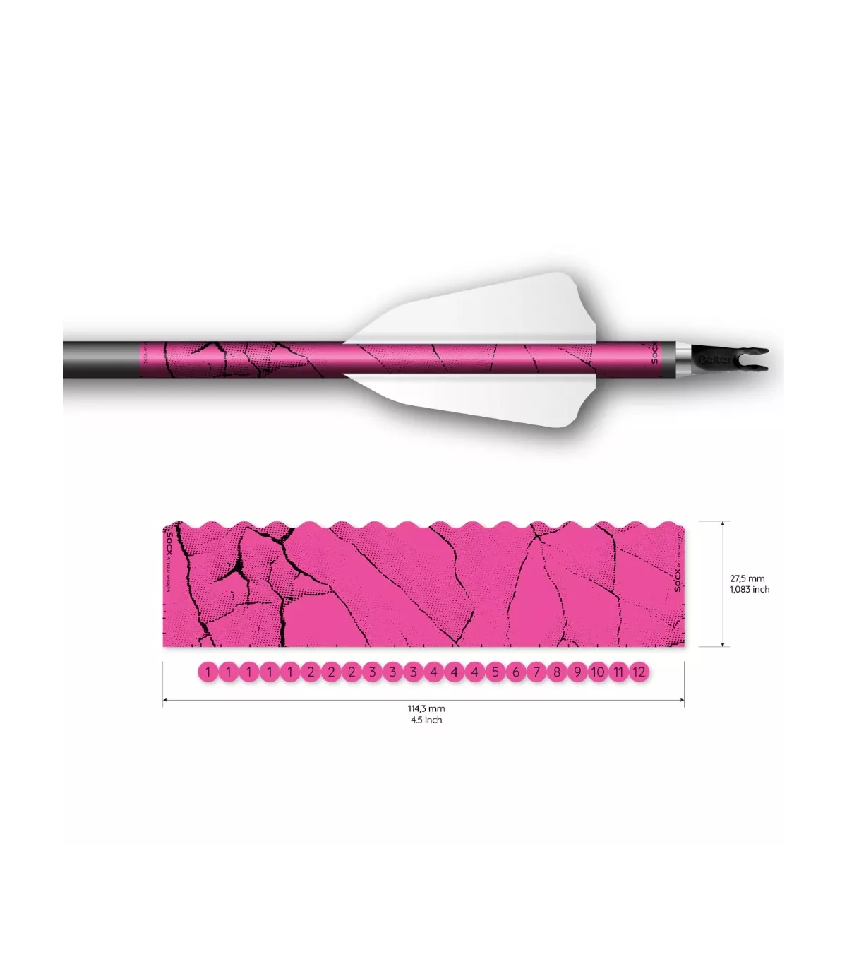 Sachet 13 Wraps Socx 8mm Fluo Fracture pink fluo
