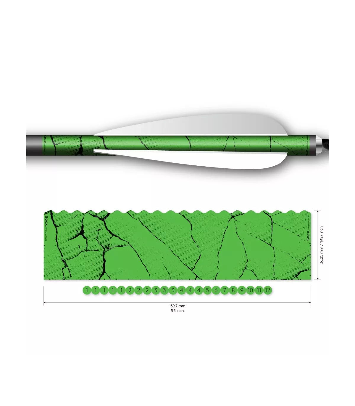 Sachet 13 Wraps Socx 10.7 mm Couleur Fluo Fracture vert